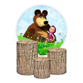 Masha and the Bear Round Backdrop and Cylinders Kit For Girl