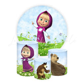 Masha and the Bear Themed Round Backdrop and Cylinders Kit
