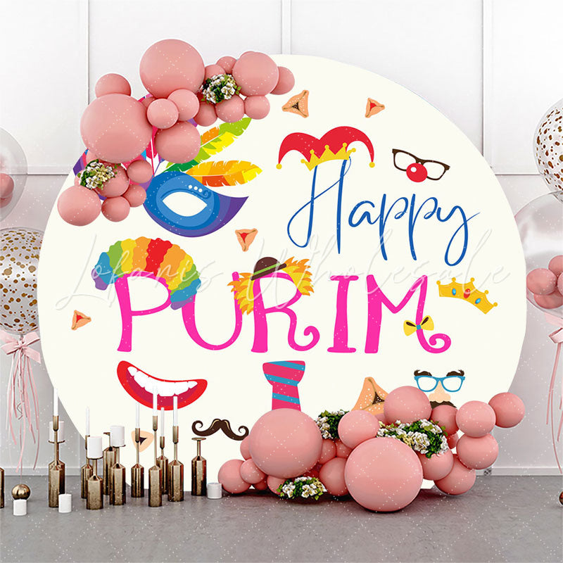 Lofaris Mask Funny Clown Costume Round Happy Purim Backdrop