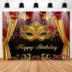 Lofaris Masquerade Glitter Curtain Happy Birthday Backdrop
