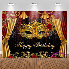 Lofaris Masquerade Glitter Curtain Happy Birthday Backdrop