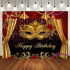 Lofaris Masquerade Glitter Curtain Happy Birthday Backdrop