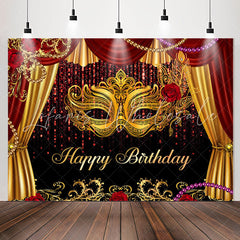 Lofaris Masquerade Glitter Curtain Happy Birthday Backdrop