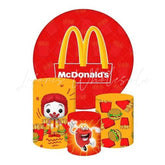 McDonald’s Themed Round Backdrop and Cylinders Kit for Parties