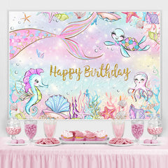 Lofaris Mermaid And Benthos Happy Birthday Backdrop For Girl