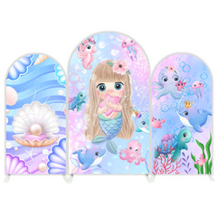 Mermaid Birthday Baby Shower Party Background Arch Backdrop Wall Cloth Cover
