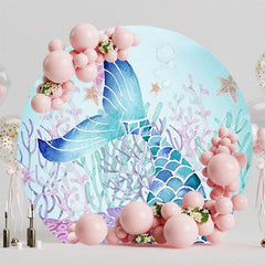 Mermaid Ocean Fantasy Round Backdrop For Magical Party Decor