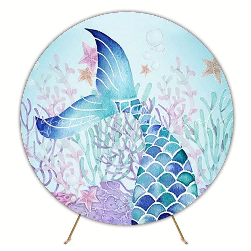 Mermaid Ocean Fantasy Round Backdrop For Magical Party Decor