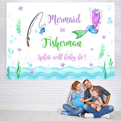 Lofaris Mermaid Or Fisherman Under The Sea Baby Shower Backdrop