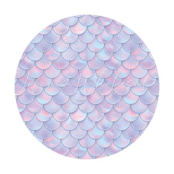 Lofaris Mermaid Scales Round Happy Birthday Backdrop For Party