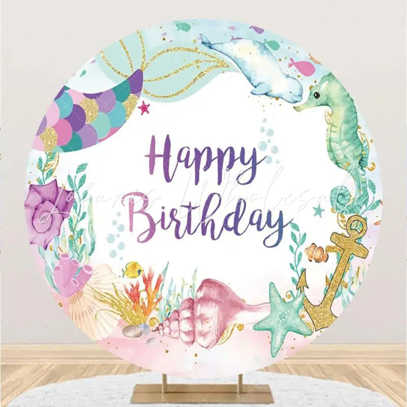 Lofaris Mermaid Seahorse Dolphin Benthos Circle Backdrop