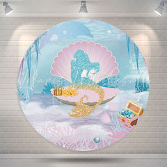 Lofaris Mermaid Shell Round Birthday Backdrop For Girl