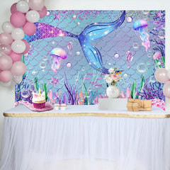 Lofaris Mermaid Starfish Jellyfish Baby Shower Backdrop