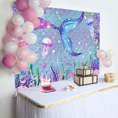 Lofaris Mermaid Starfish Jellyfish Baby Shower Backdrop
