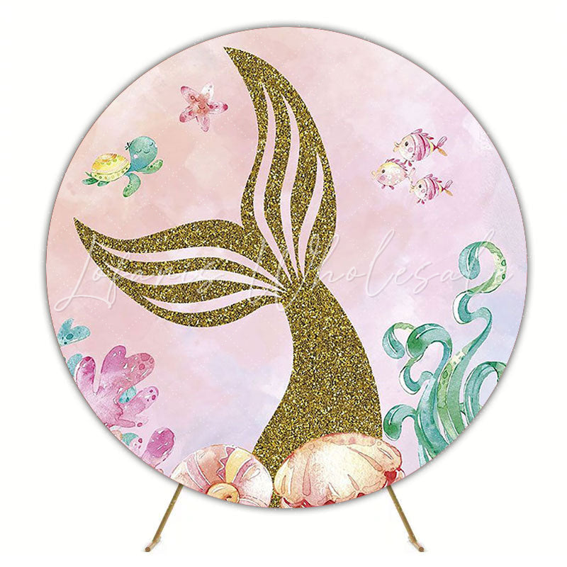 Mermaid Tail Glitter Round Backdrop for Sparkling Vibes