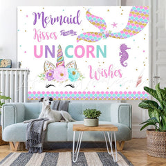 Lofaris Mermaid Tail Magical Unicorn Birthday Party Backdrop