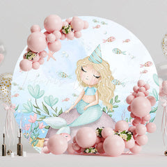 Mermaids Sea Bottom Magical Round Backdrop for Underwater Party