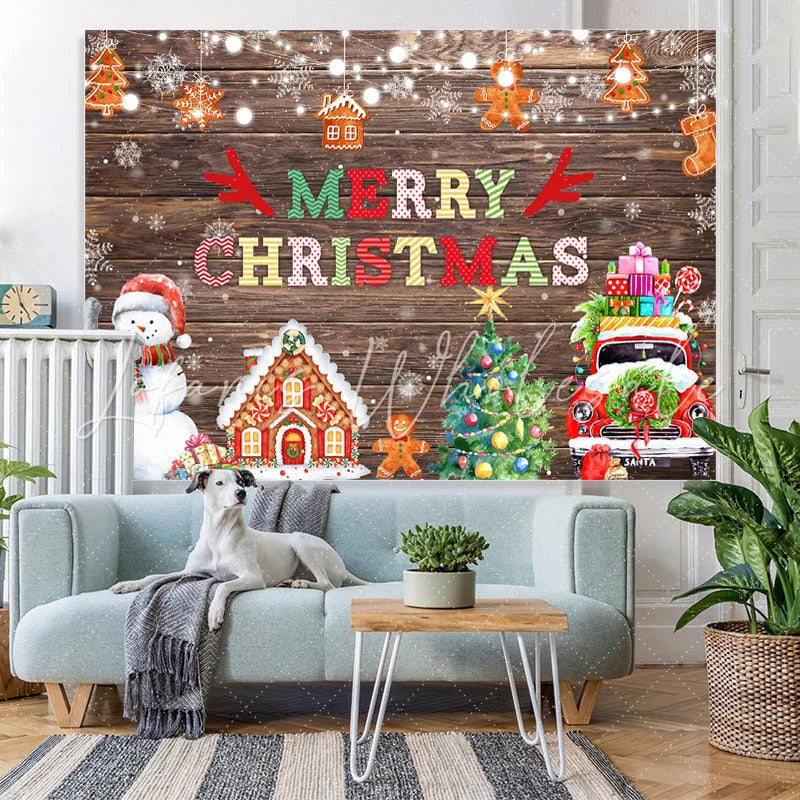 Lofaris Merry Christmas Celebration Wooden Photoshoot Backdrops for Party