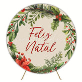 Merry Christmas Foliage Round Backdrop for Holiday Spirit
