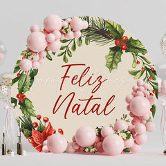 Merry Christmas Foliage Round Backdrop for Holiday Spirit