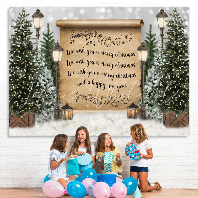 Lofaris Merry Christmas Lights Tree Snow Bokeh Backdrop for Party