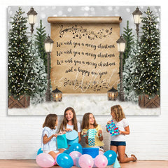 Lofaris Merry Christmas Lights Tree Snow Bokeh Backdrop for Party