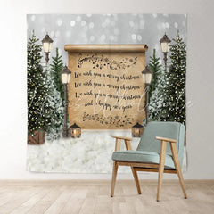 Lofaris Merry Christmas Lights Tree Snow Bokeh Backdrop for Party