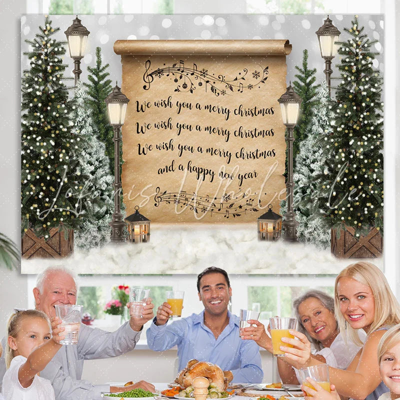 Lofaris Merry Christmas Lights Tree Snow Bokeh Backdrop for Party