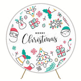 Merry Christmas Round Backdrop for Holiday Celebration