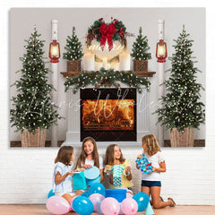 Lofaris Merry Christmas Tree Fireplace Light Scene Photo Backdrop