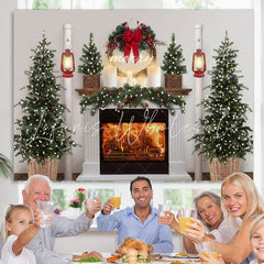 Lofaris Merry Christmas Tree Fireplace Light Scene Photo Backdrop
