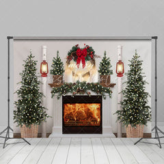 Lofaris Merry Christmas Tree Fireplace Light Scene Photo Backdrop