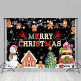 Lofaris Merry Christmas With Gift And Gingerbread Man Backdrop
