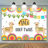 Lofaris Mexcia Taco Bout Twins Alpaca Baby Shower Backdrop