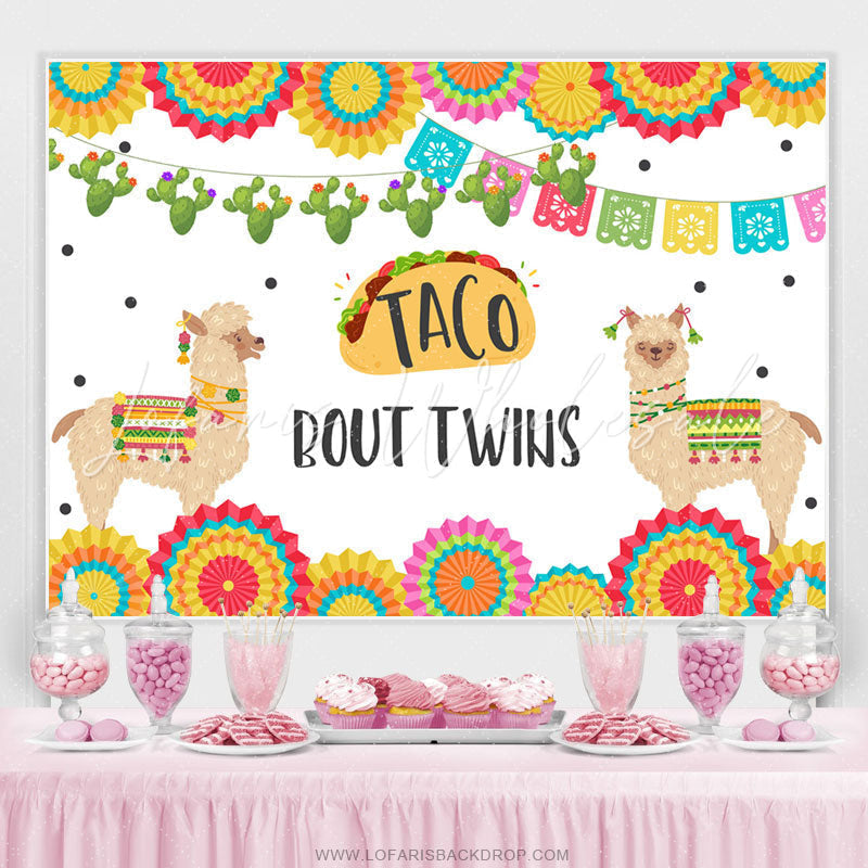 Lofaris Mexcia Taco Bout Twins Alpaca Baby Shower Backdrop