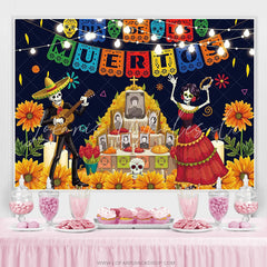 Lofaris Mexican Sugar Skull Flower Tombstone Fiesta Dress Party Backdrop