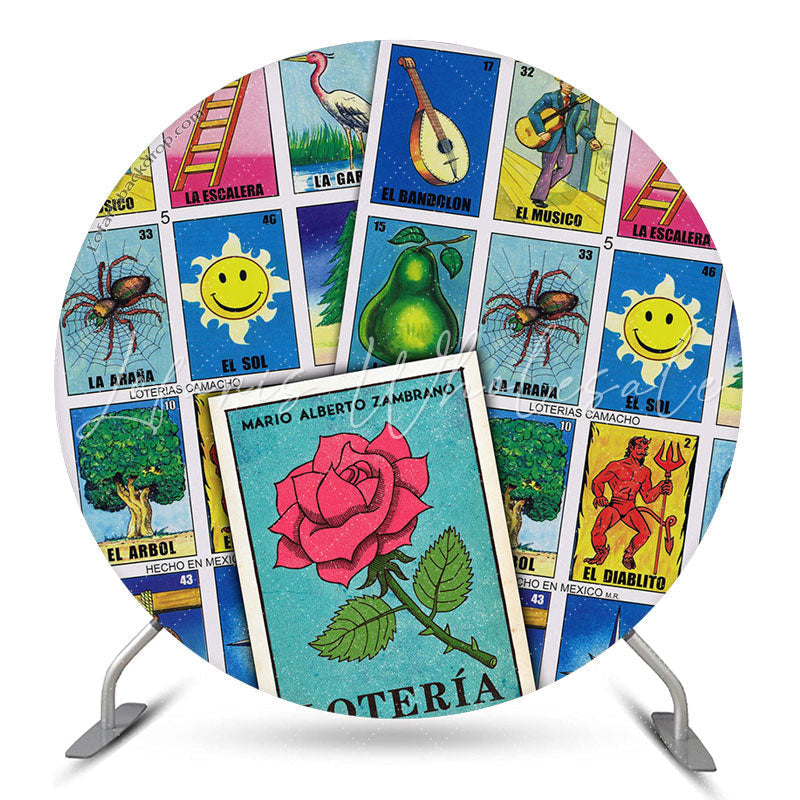 Lofaris Mexico Loteria Cards Themed Party Circle Backdrop