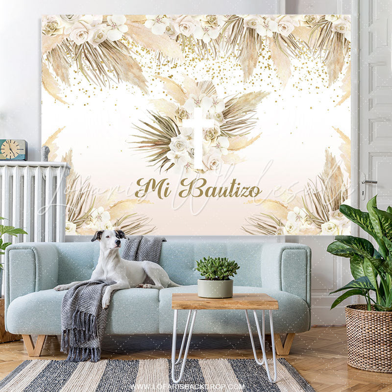 Lofaris Mi Bautizo Floral Themed Boho Baby Shower Backdrop