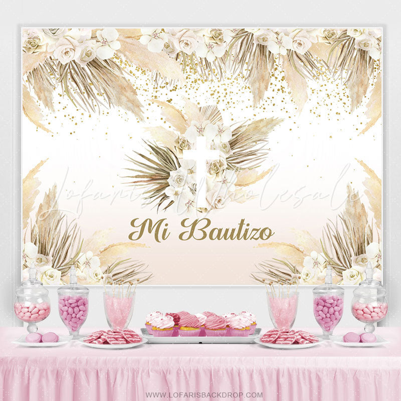 Lofaris Mi Bautizo Floral Themed Boho Baby Shower Backdrop