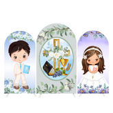 Mi Primera Comunion Mi Bautizo Chalice Baptism God Bless Party Arch Backdrop Wall Cloth Cover