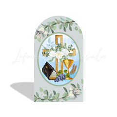 Mi Primera Comunion Mi Bautizo Chalice Baptism God Bless Party Arch Backdrop Wall Cloth Cover