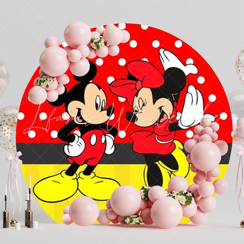 Mickey And Minnie Classic Round Backdrop For Cartoon Party