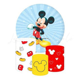 Mickey Blue Themed Round Backdrop and Cylinder Cover Kit