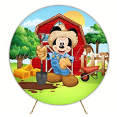 Mickey Farm Kids Party Round Backdrop For Farm Theme Celebration