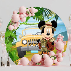 Mickey Safari Round Backdrop For Adventure Kids Party Theme