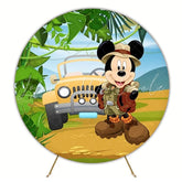 Mickey Safari Round Backdrop For Adventure Kids Party Theme