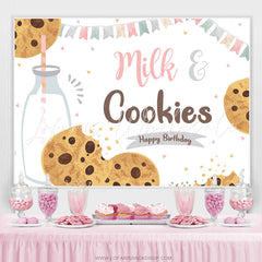 Lofaris Milk And Cookies Food Lovely Happy Birthday Backdrop