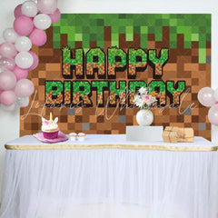 Minecraft Green Brown Video Game Themed Birthday Decorations Backdrop