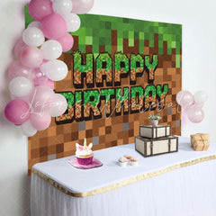 Minecraft Green Brown Video Game Themed Birthday Decorations Backdrop