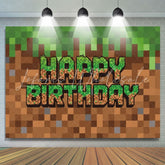 Minecraft Green Brown Video Game Themed Birthday Decorations Backdrop